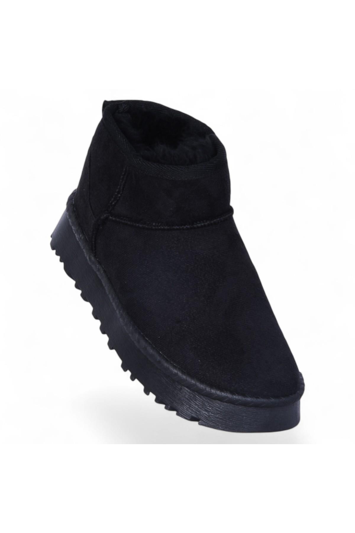 Skuaıter Rida Siyah Kadın İçi Kürklü Düz Bot - Görsel 3