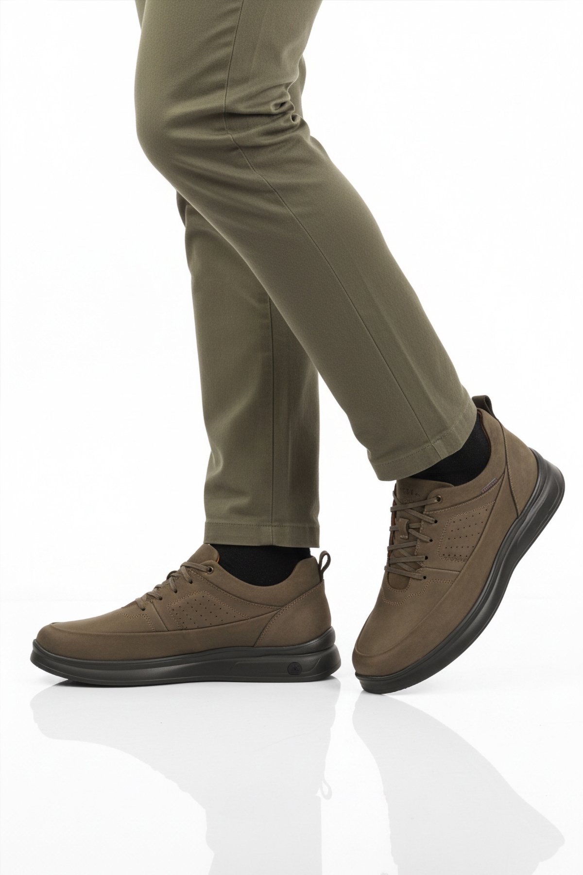 Haki Nubuk Hakiki Deri Ortopedik Erkek Casual Ayakkabı 252070 M - Görsel 2