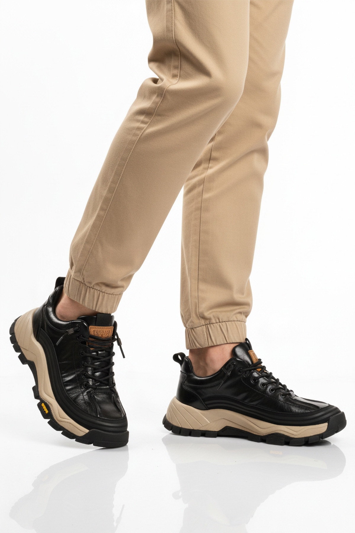 Siyah Hakiki Deri Bağcıklı Erkek Sneaker 25K570 M - Görsel 2