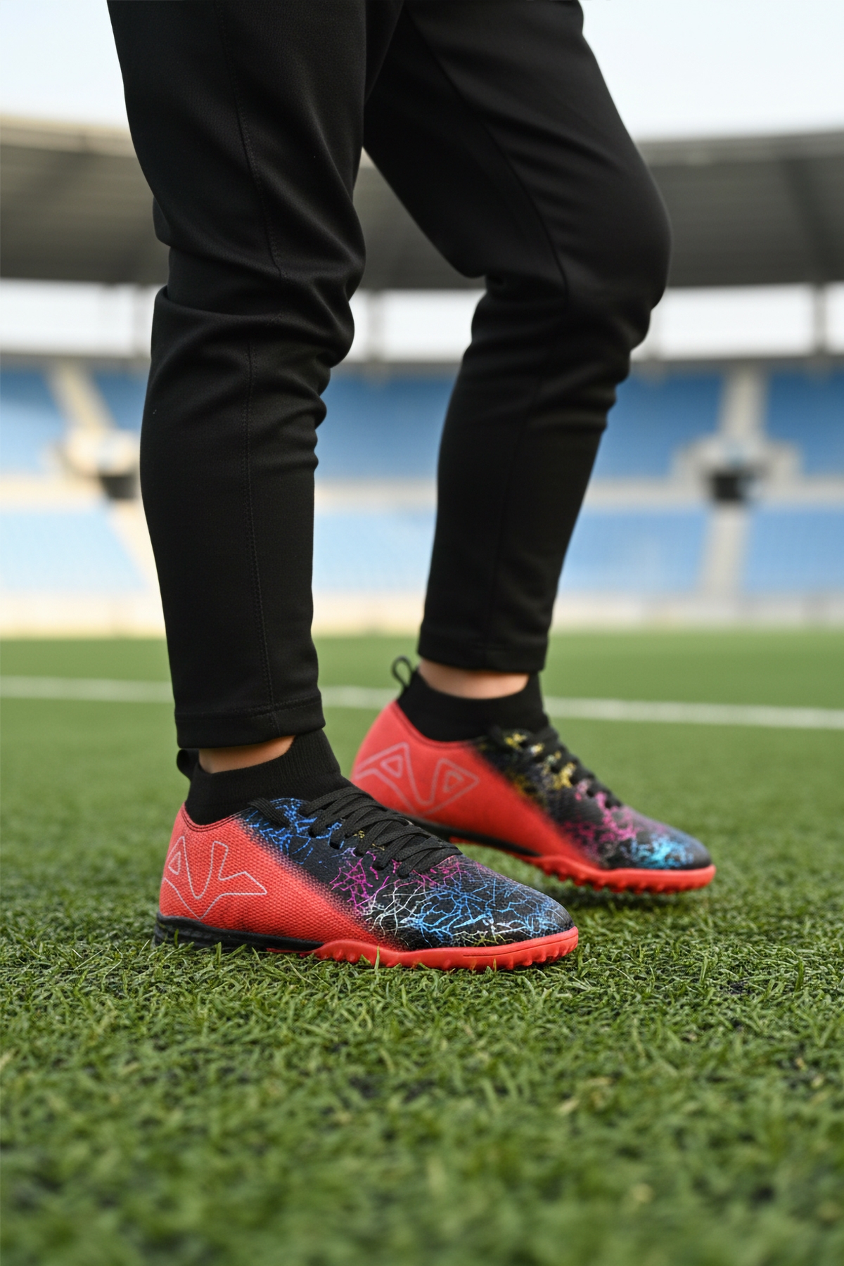 Siyah Fuşya Bilekten Lastikli Unisex Halı Saha Ayakkabısı GH-252-153 G - Görsel 4