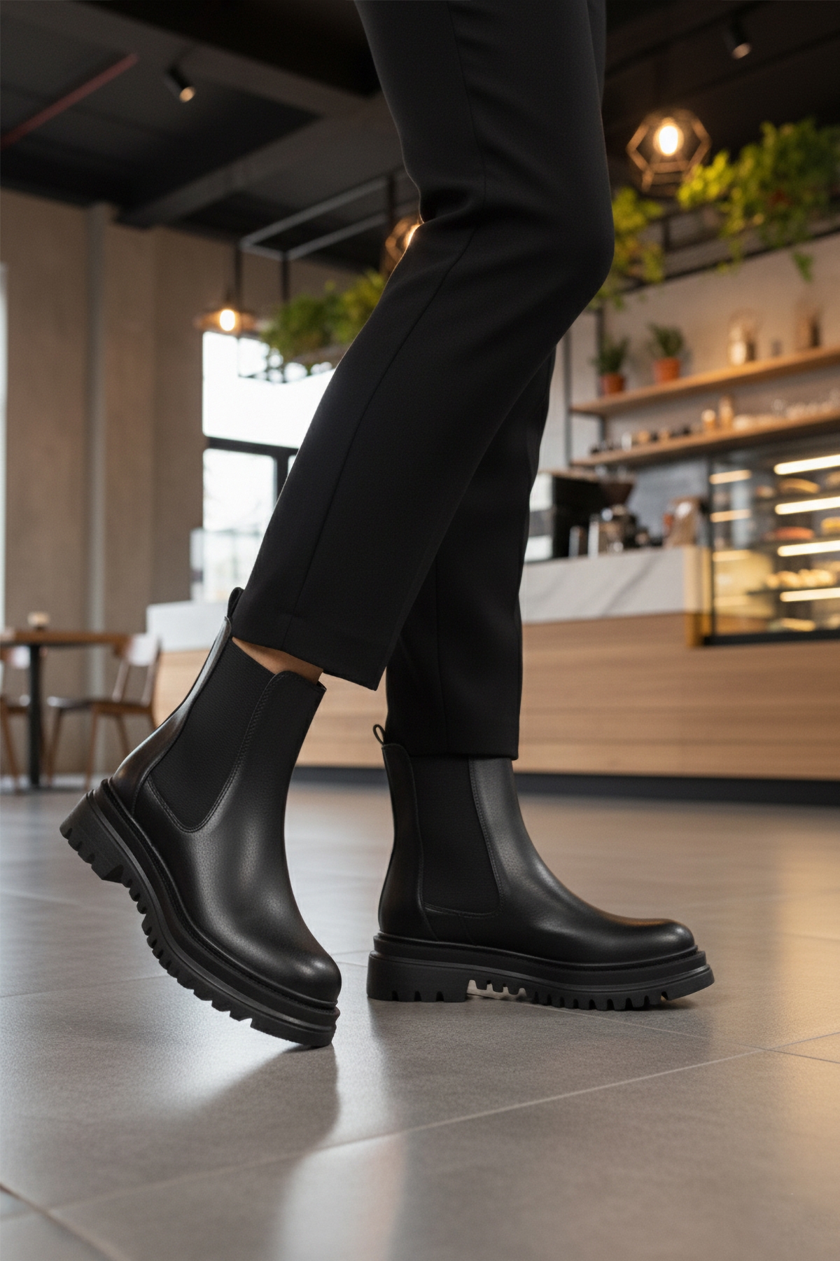 Siyah Cilt Kürklü Kolay Giyilebilir Kaymaz Kadın Chelsea Bot 473093 Z - Görsel 4