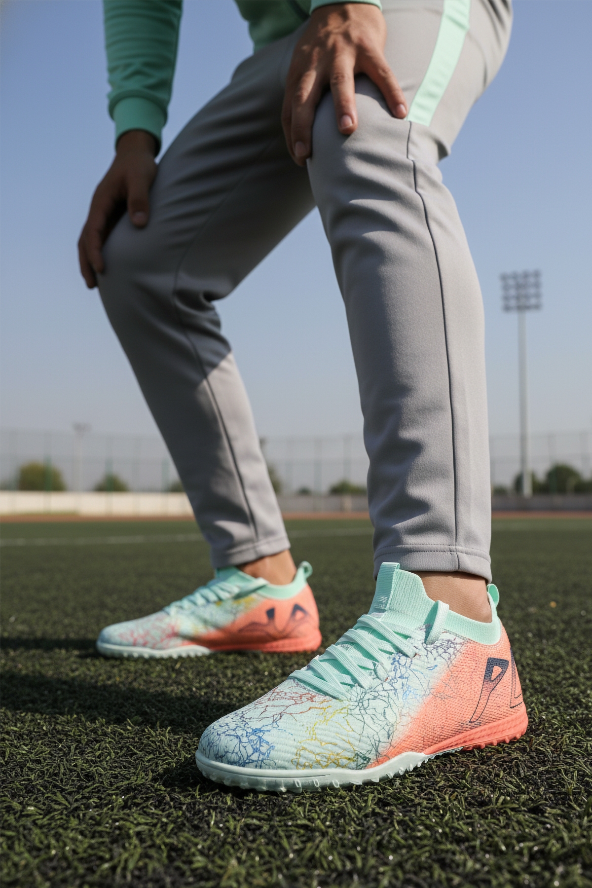 Mint Somon Bilekten Lastikli Unisex Halı Saha Ayakkabısı GH-252-153 G - Görsel 4