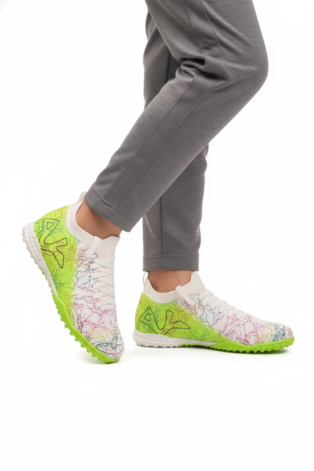 Beyaz Yeşil Bilekten Lastikli Unisex Halı Saha Ayakkabısı GH-252-153 G - Görsel 2