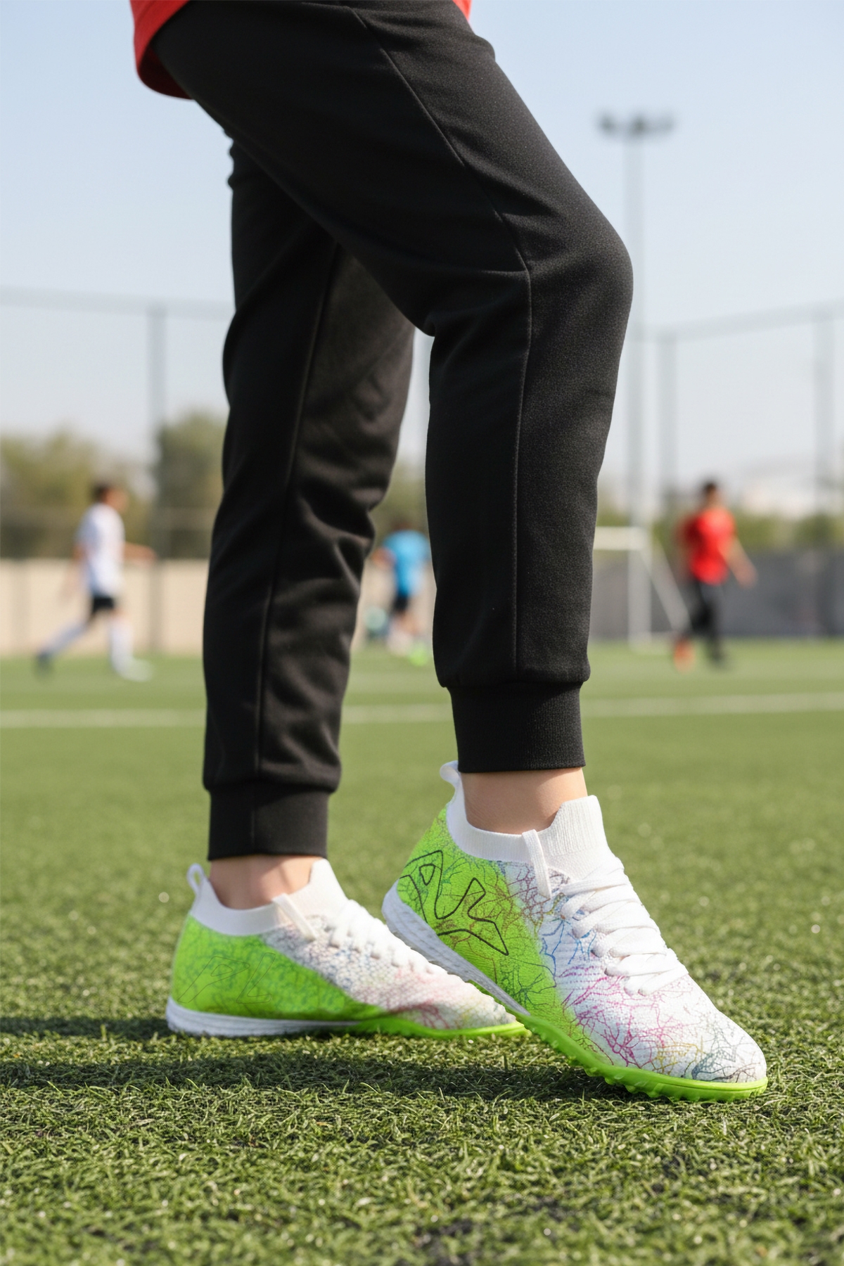 Beyaz Yeşil Bilekten Lastikli Unisex Halı Saha Ayakkabısı GH-252-153 G - Görsel 4