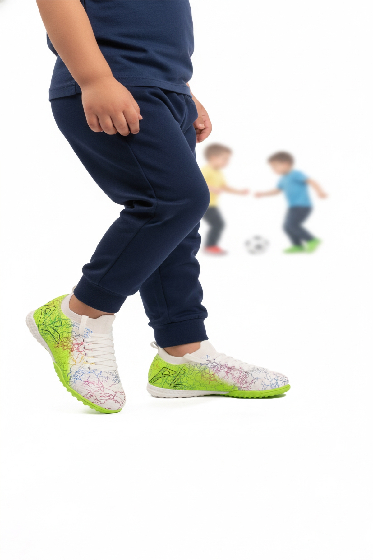 Beyaz Yeşil Bilekten Çoraplı Erkek Çocuk Halı Saha Ayakkabısı FH-252-153 F - Görsel 2