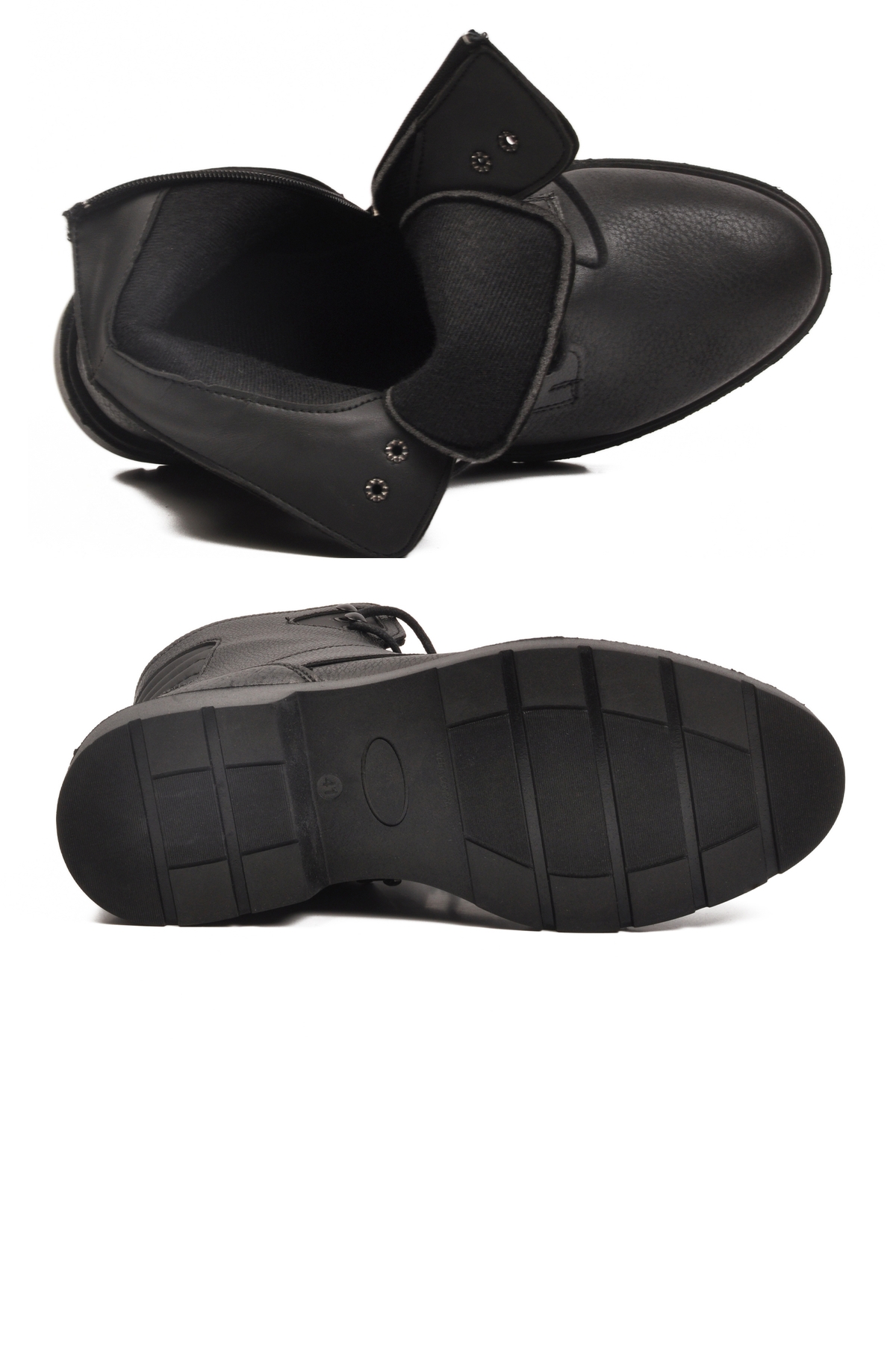 Siyah İçi Polarlı Kaymaz Fermuarlı Bağcıklı Erkek Bot 562 M - Görsel 6