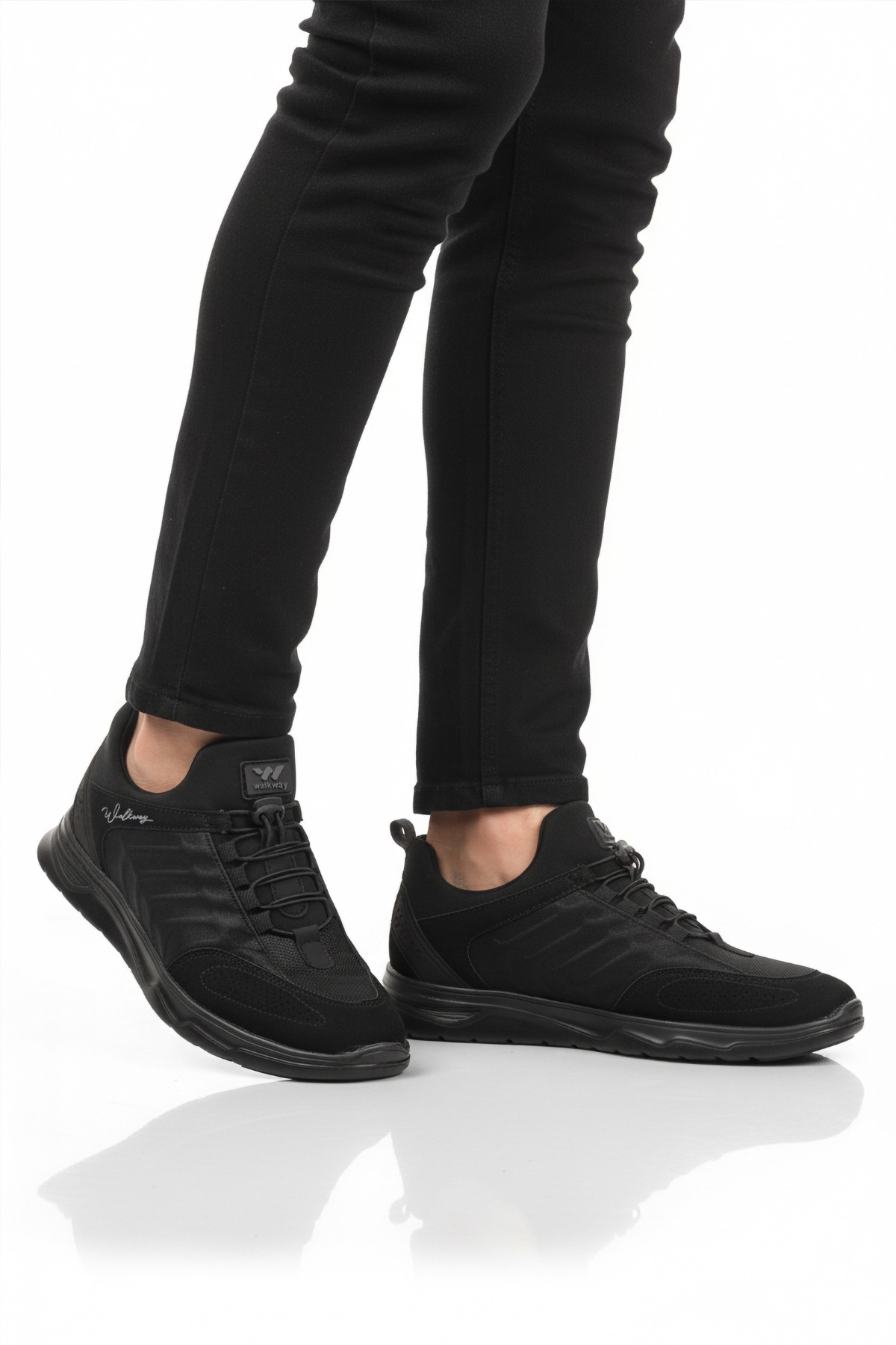 Siyah Elastik Bağcıklı Hafif Esnek Erkek Spor Ayakkabı Dong 2534 M - Görsel 2