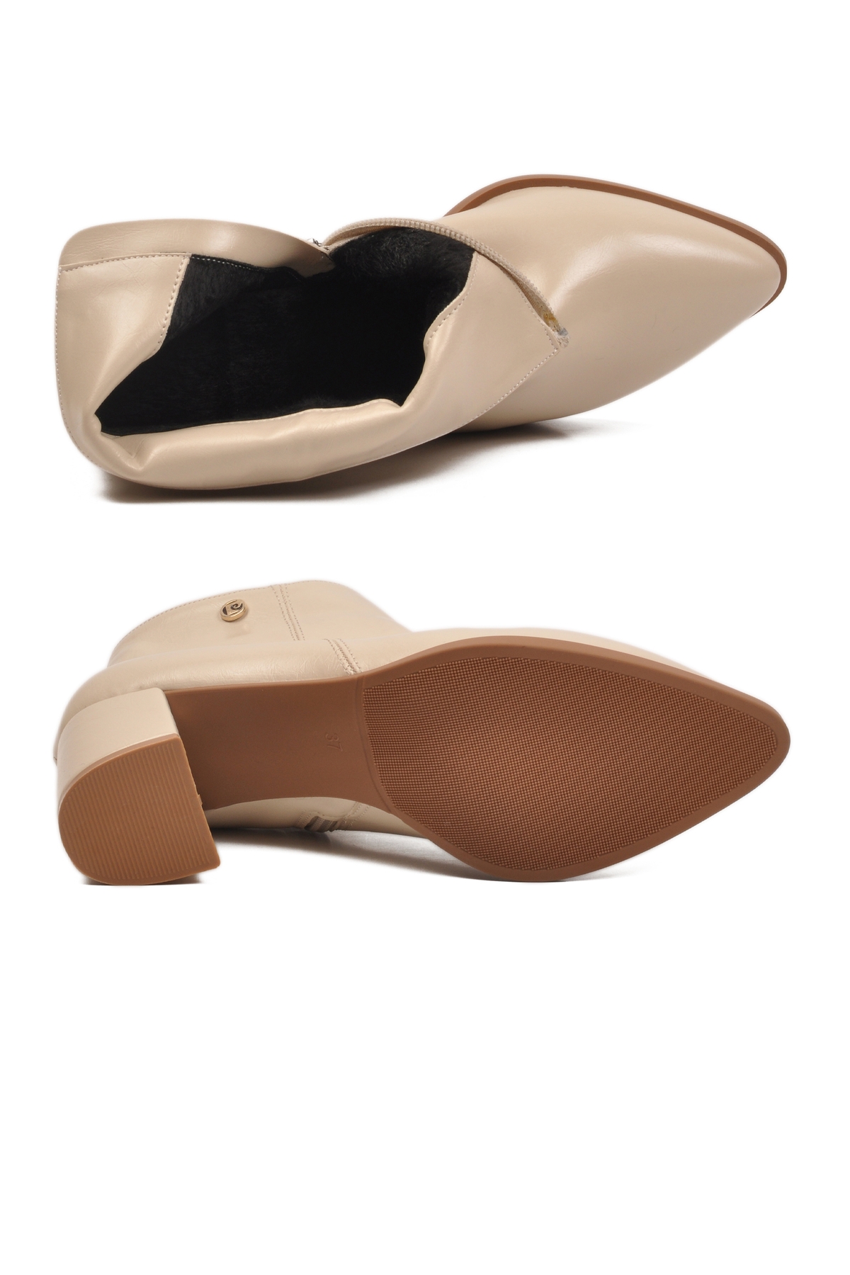 Krem İçi Kürklü Soğuğa Dirençli Topuklu Kadın Bot PC-54984 Z - Görsel 6