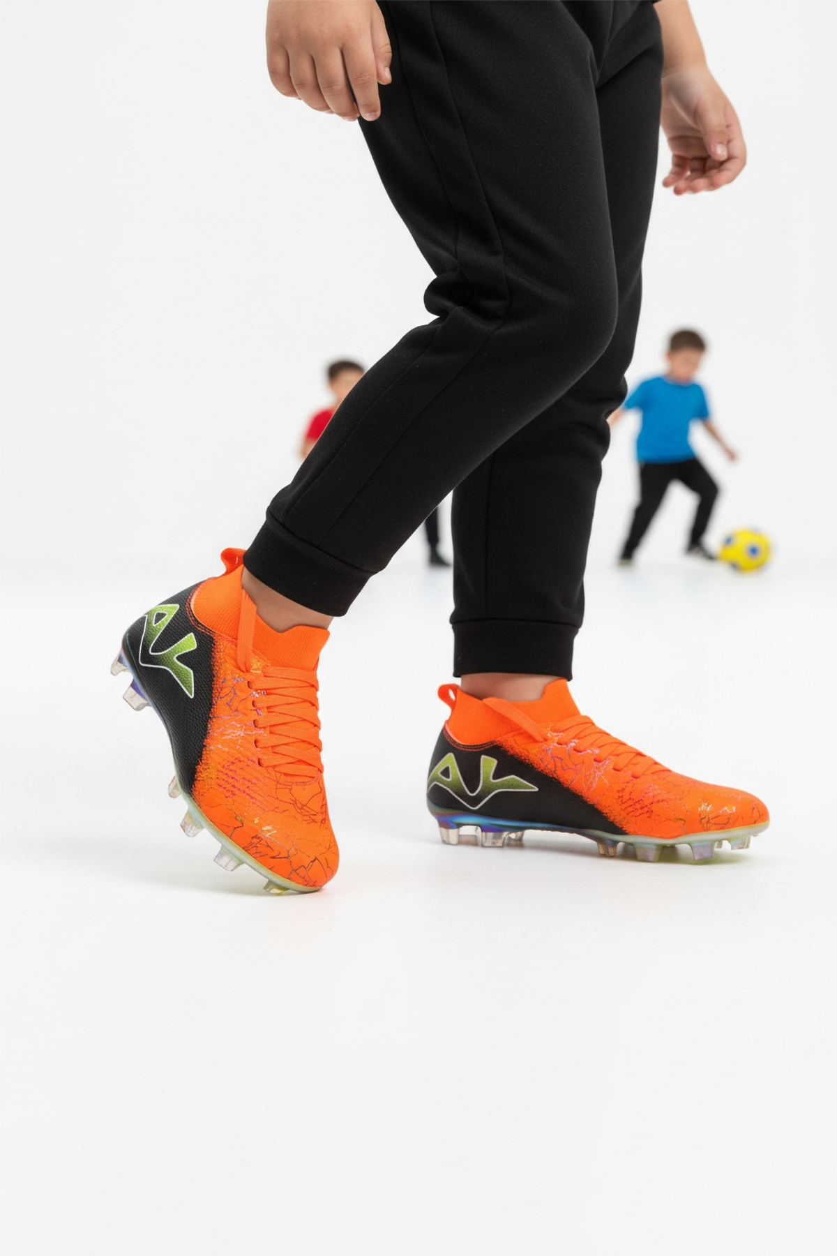 Turuncu Siyah Bilekten Çoraplı Erkek Çocuk Krampon FK-252-153 F - Görsel 2