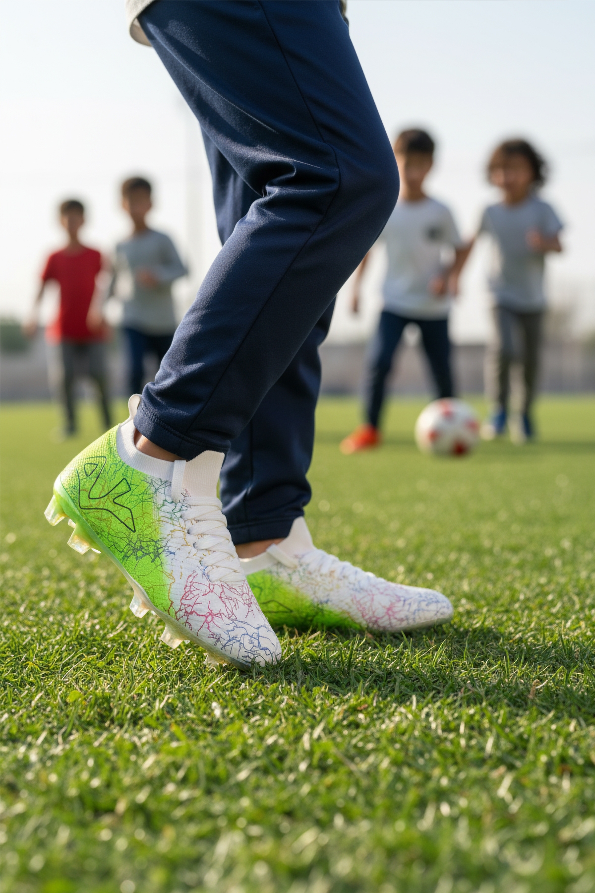 Beyaz Yeşil Bilekten Çoraplı Erkek Çocuk Krampon FK-252-153 F - Görsel 4