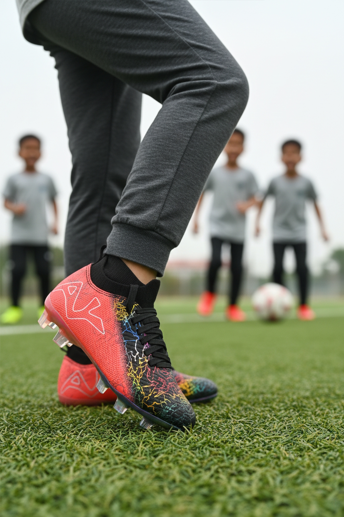 Siyah Fuşya Bilekten Çoraplı Erkek Çocuk Krampon FK-252-153 F - Görsel 4