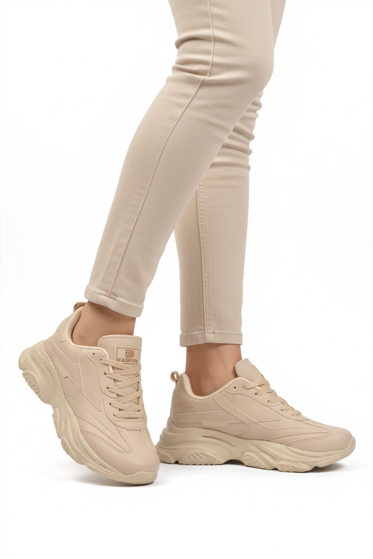 Ekru Bağcıklı Kadın Sneaker DRK171 G - Görsel 2