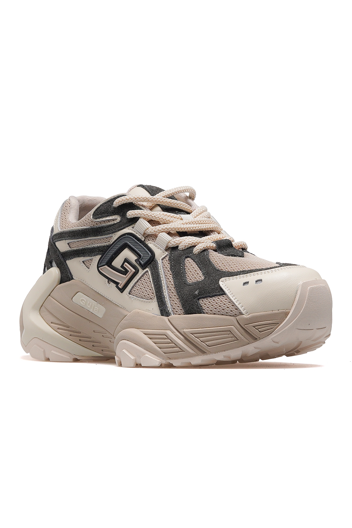 Kadın Kalın Taban Sneaker Spor Ayakkabı 25k 25k366 Z Bej - Görsel 5