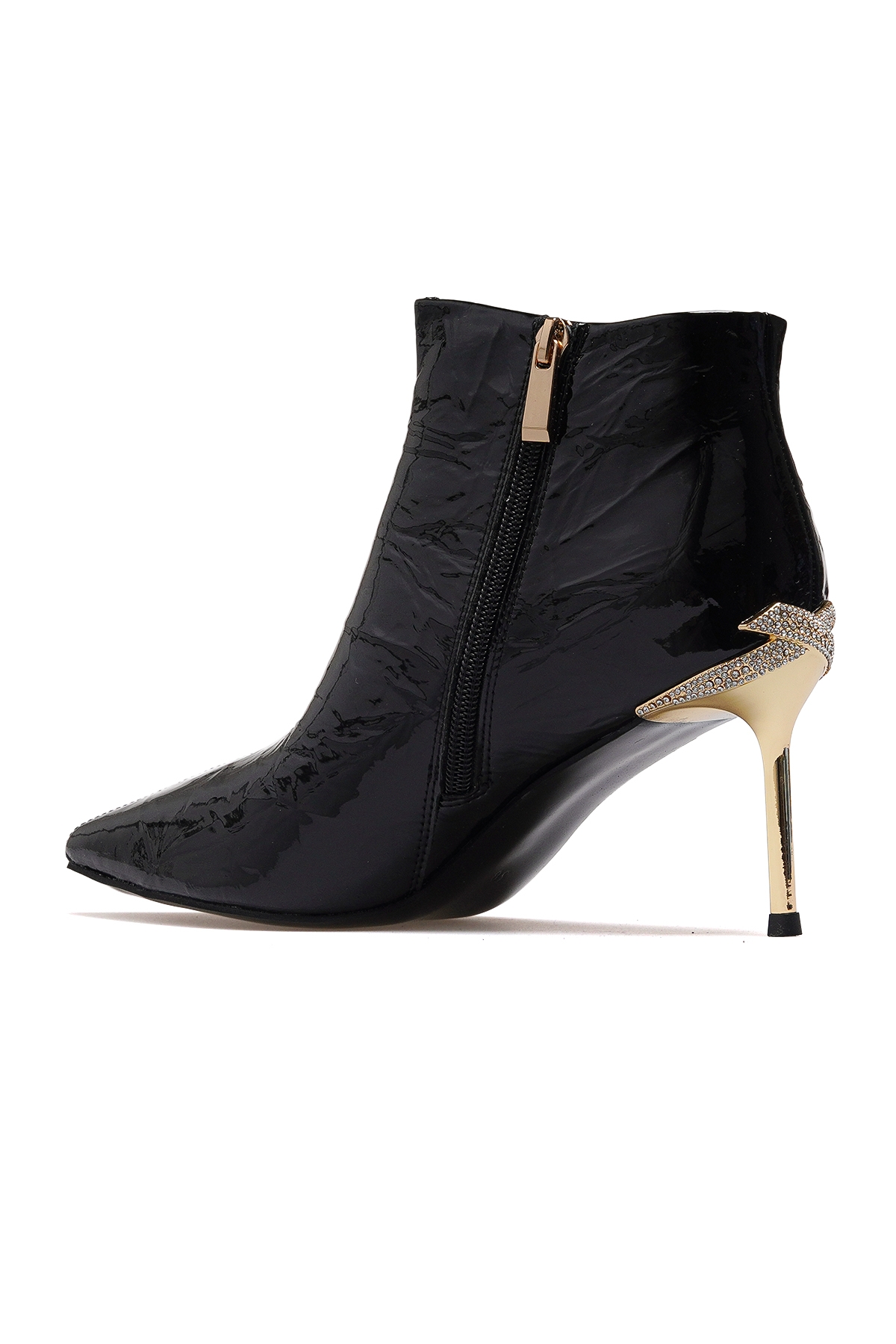 Kadın Taş Detaylı İnce Topuk Bot 25k 25k417-1 Z Siyah - Görsel 4