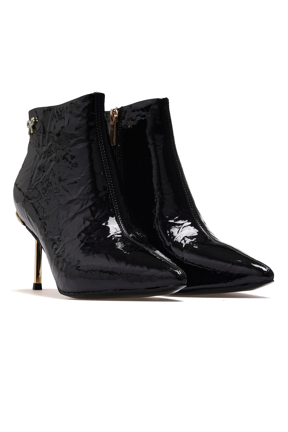 Kadın Taş Detaylı İnce Topuk Bot 25k 25k417-1 Z Siyah - Görsel 6