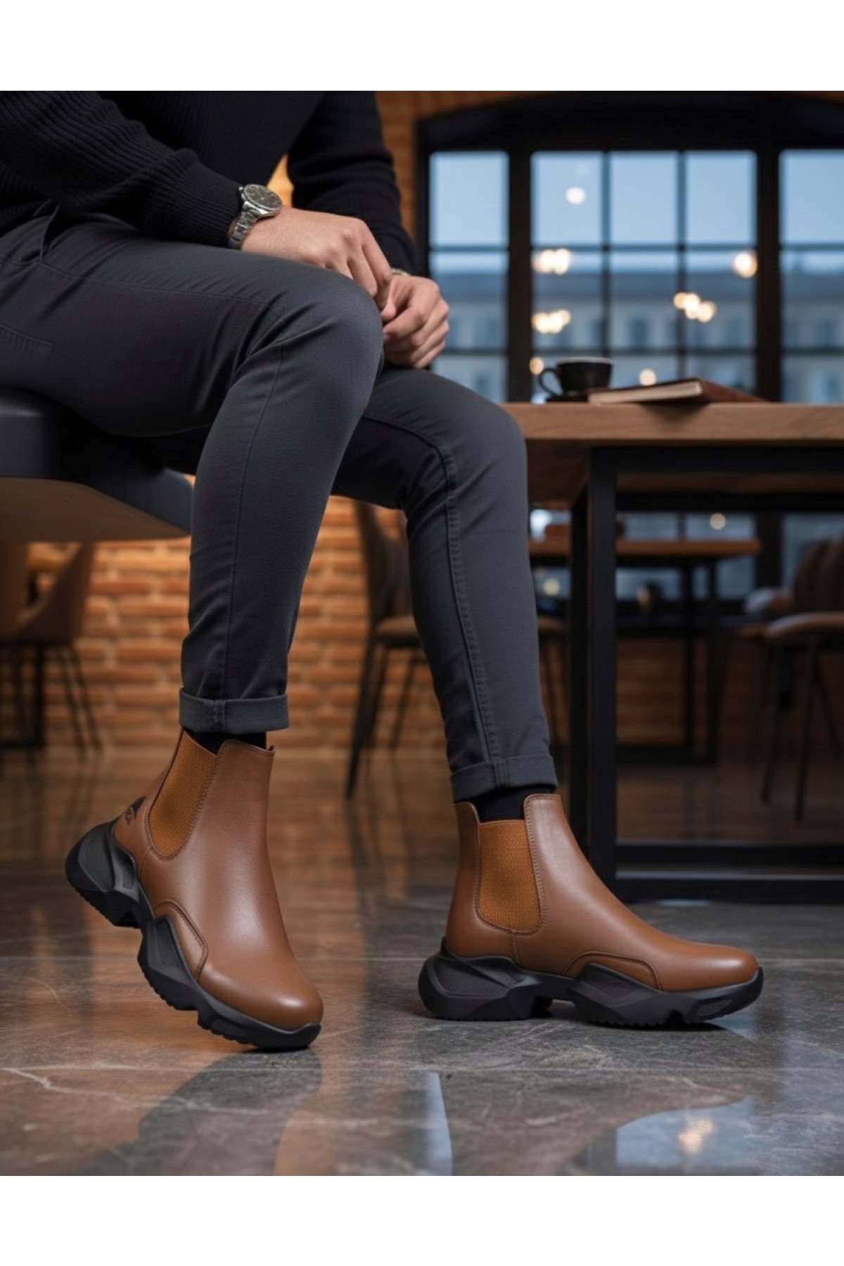 Lastikli Erkek Spor Bot TABA (SİYAH TABAN) - Görsel 4