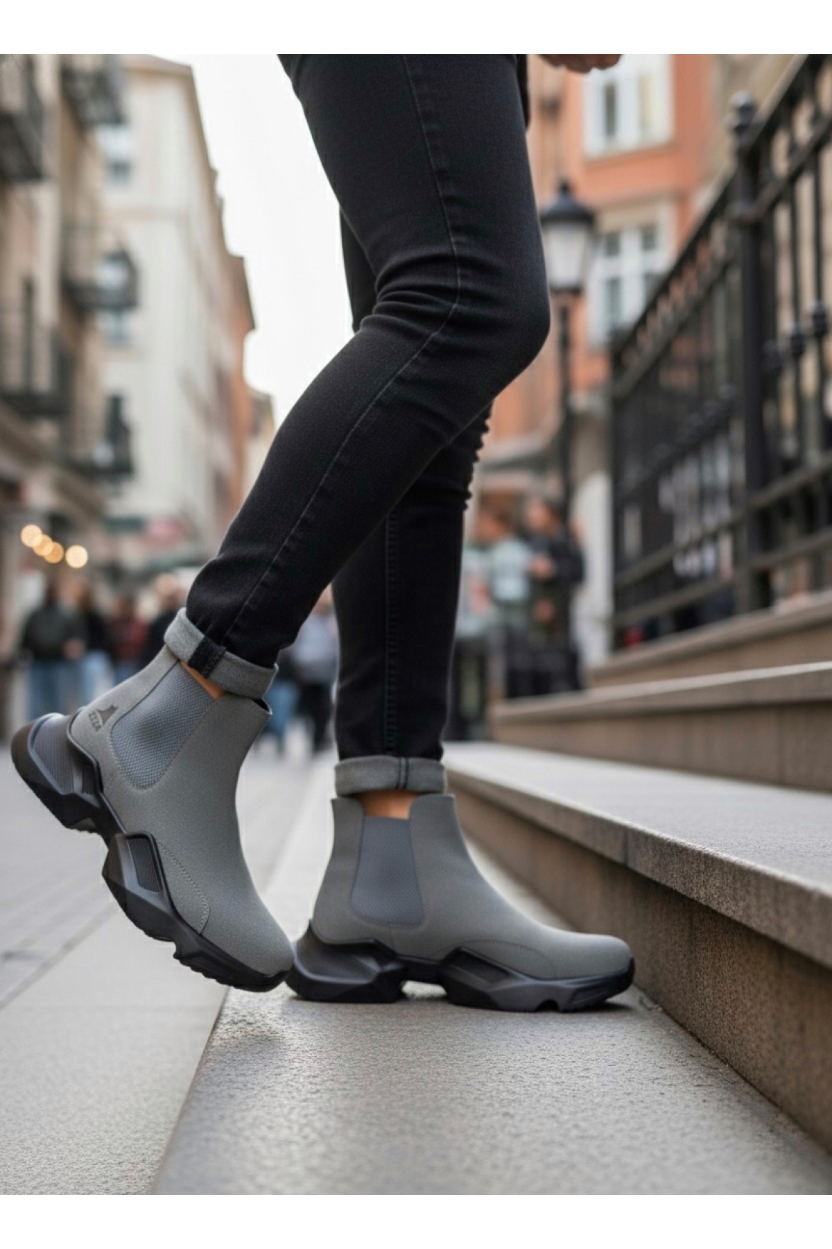 Lastikli Erkek Spor Bot FÜME (SİYAH TABAN) - Görsel 3