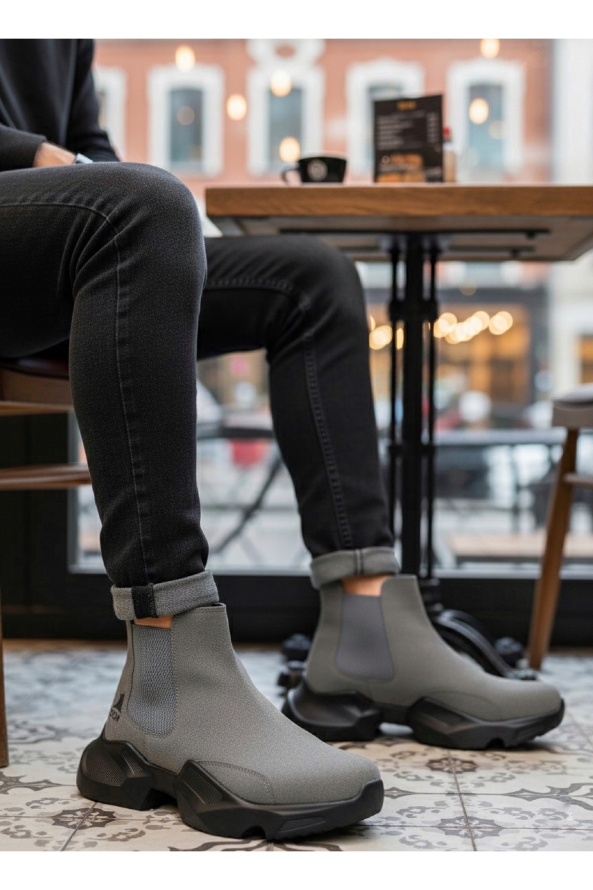 Lastikli Erkek Spor Bot FÜME (SİYAH TABAN) - Görsel 4