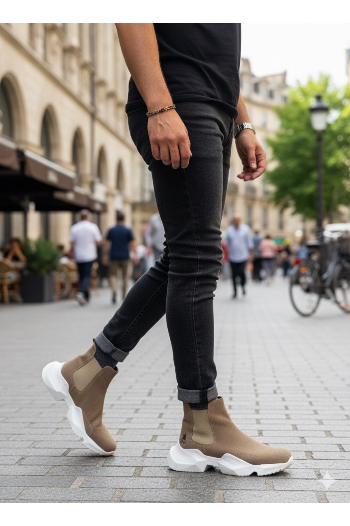 Lastikli Erkek Spor Bot VİZON (BEYAZ TABAN) - Görsel 2