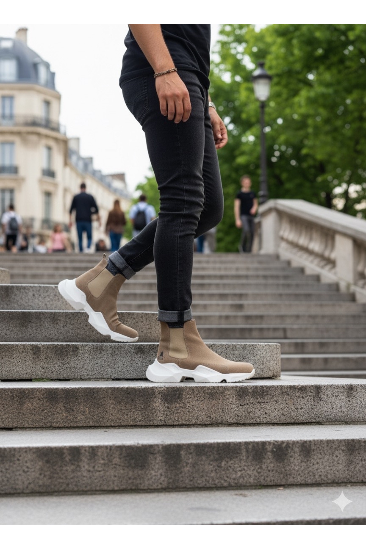 Lastikli Erkek Spor Bot VİZON (BEYAZ TABAN) - Görsel 3