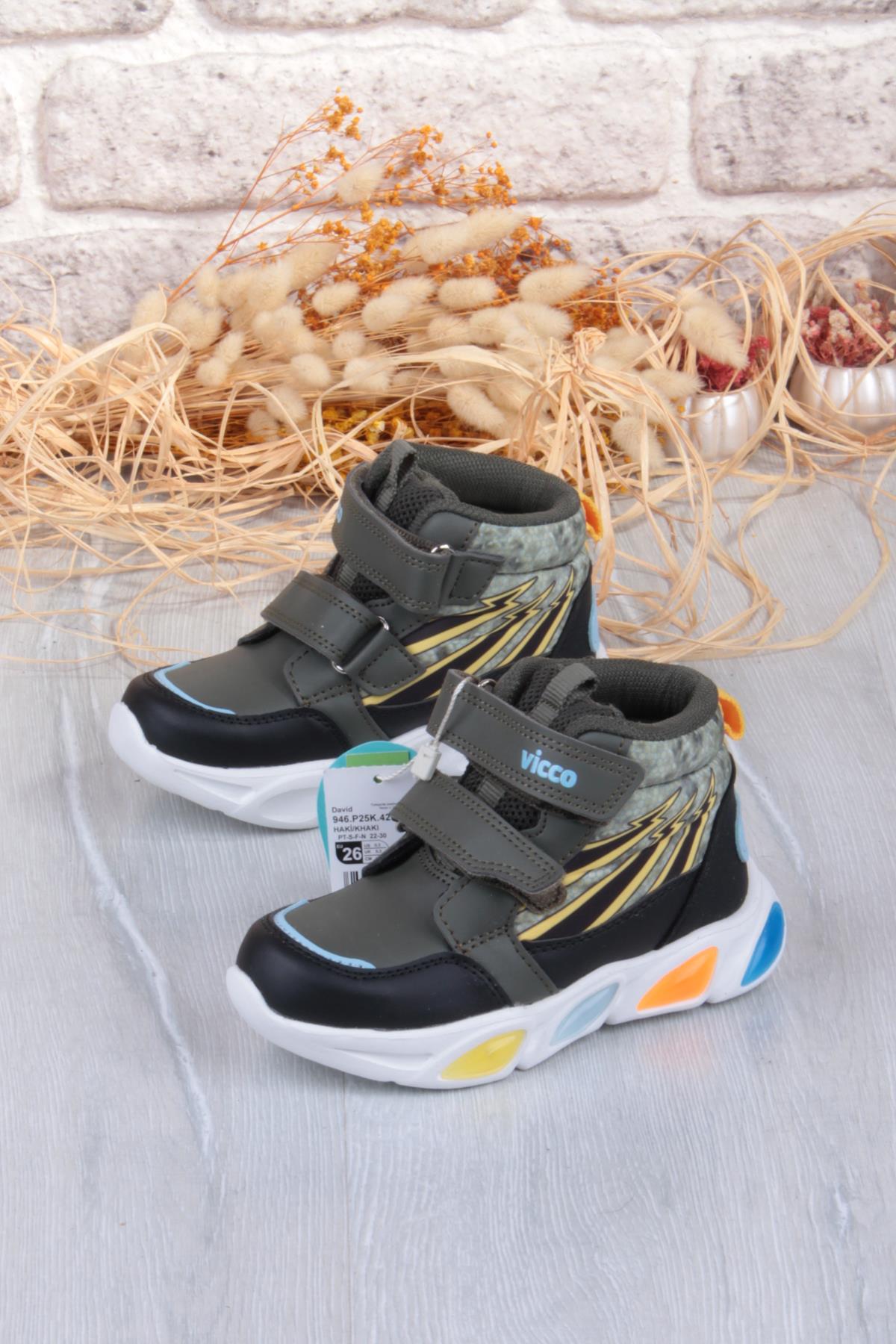 946.P25K.420 David Haki Rahat Hafif Işıklı Erkek Çocuk Bot - Görsel 4