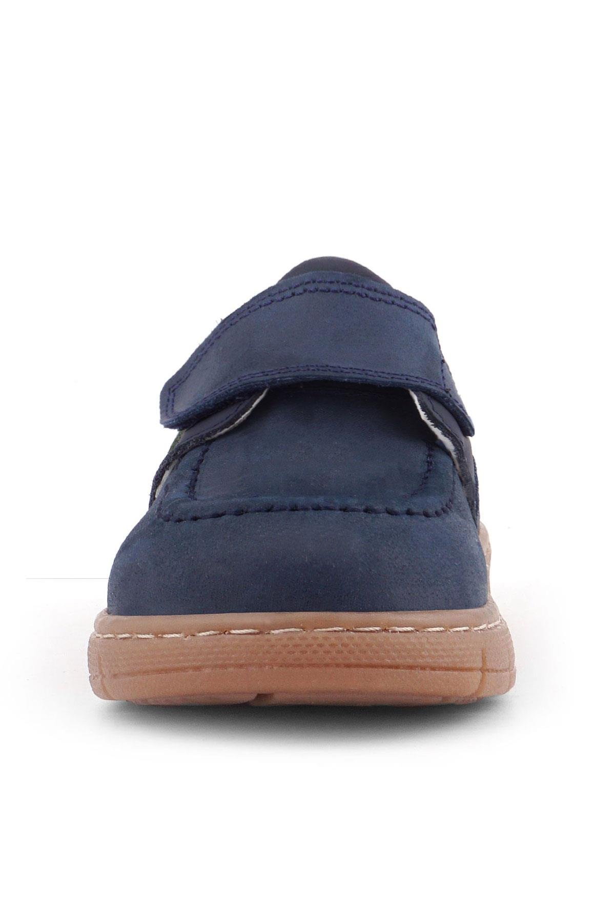 Hakiki Deri Lacivert Yeşil Cırt Cırtlı Bebek Bot - Görsel 4