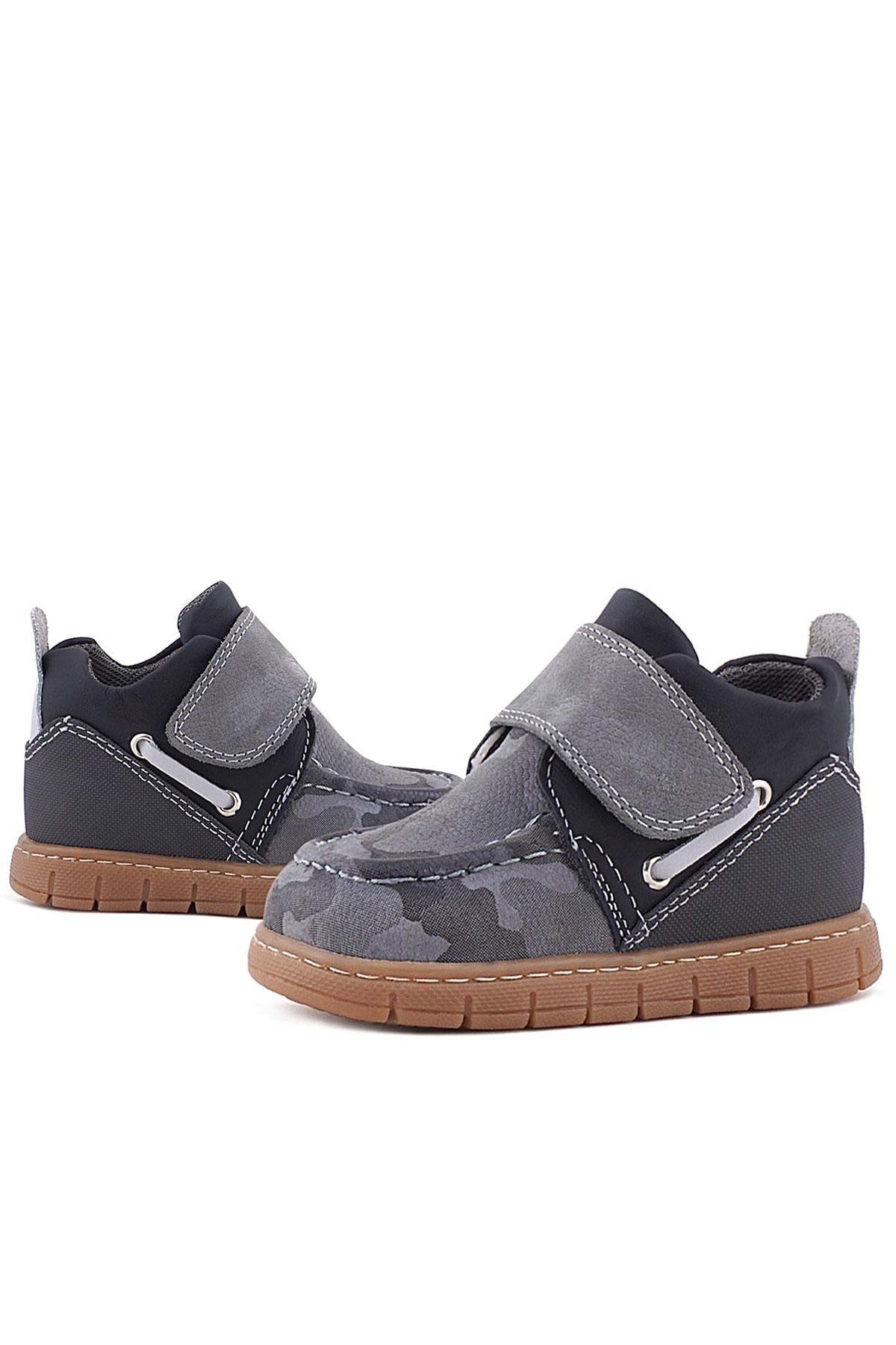Hakiki Deri Gri Kamuflaj Desenli Cırt Cırtlı Bebek Bot - Görsel 8