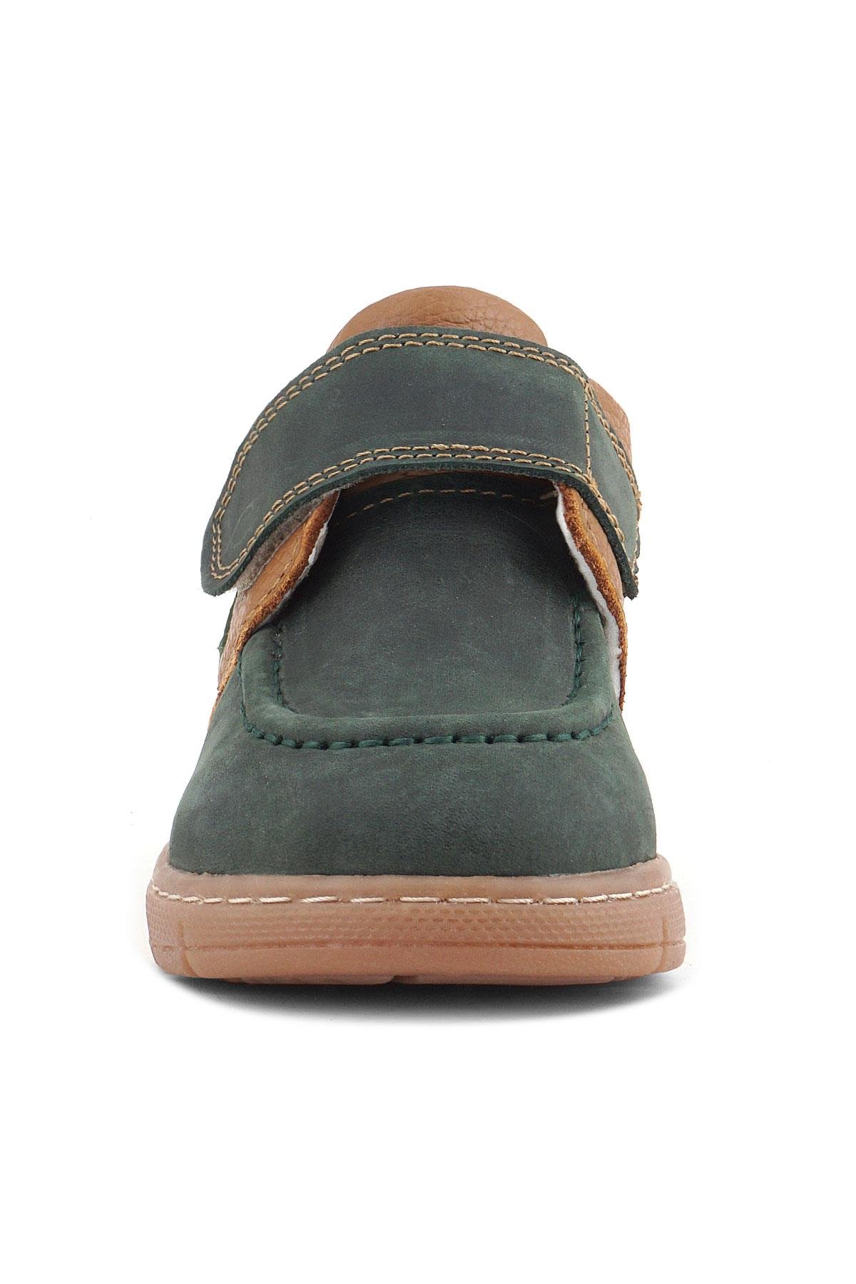 Hakiki Deri Yeşil Kahve Cırt Cırtlı Bebek Bot - Görsel 4