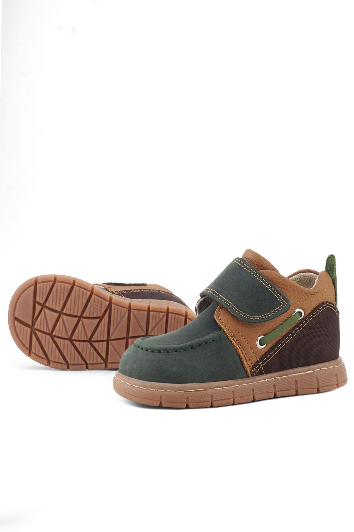 Hakiki Deri Yeşil Kahve Cırt Cırtlı Bebek Bot - Görsel 7