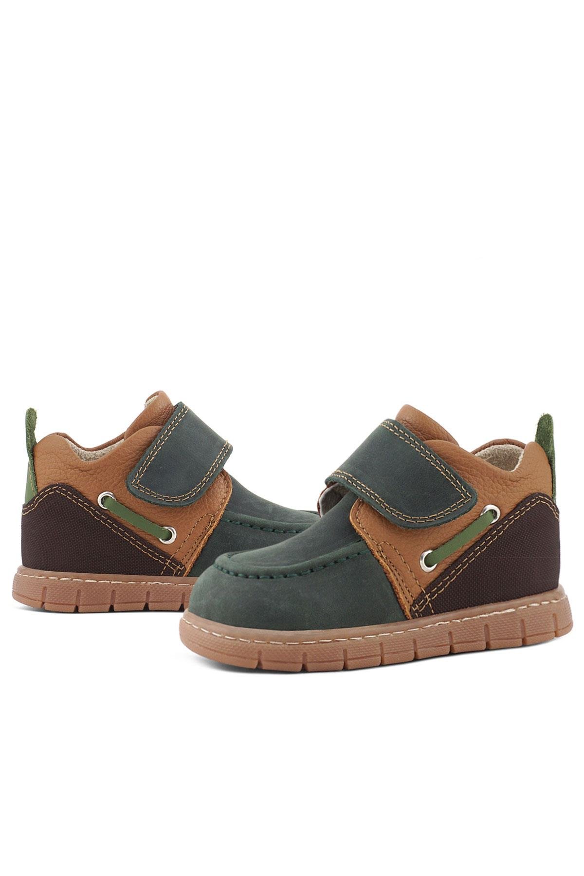 Hakiki Deri Yeşil Kahve Cırt Cırtlı Bebek Bot - Görsel 8