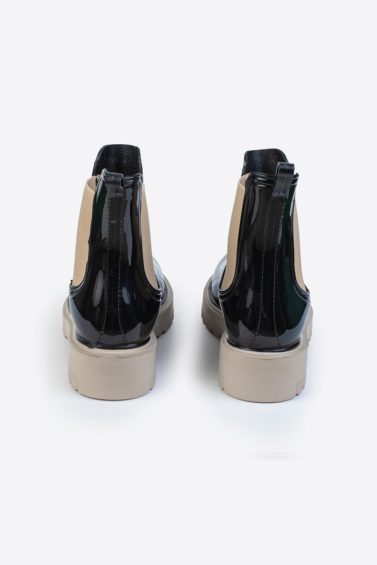 Kadın Parlak Chelsea Yağmur Botu –Kalın Taban Bot - Görsel 4