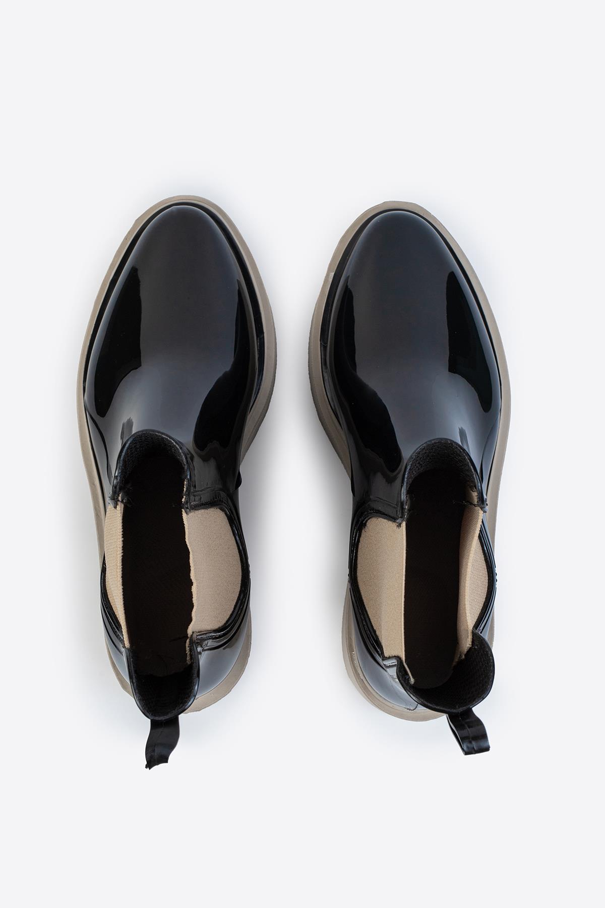 Kadın Parlak Chelsea Yağmur Botu –Kalın Taban Bot - Görsel 7