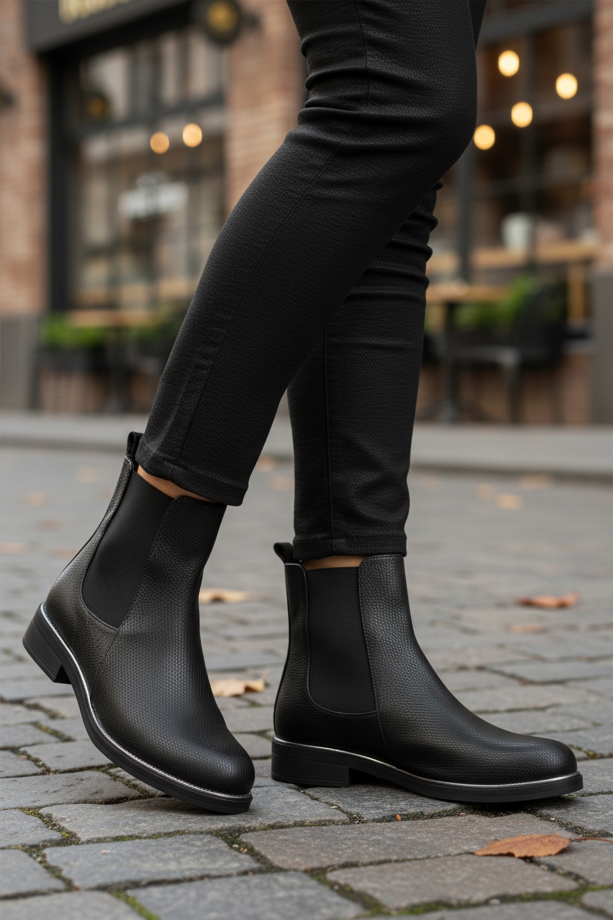 Siyah Floter Kürklü Kaymaz Kolay Giyilebilir Elastik Kadın Bot PC-55086 Z - Görsel 4