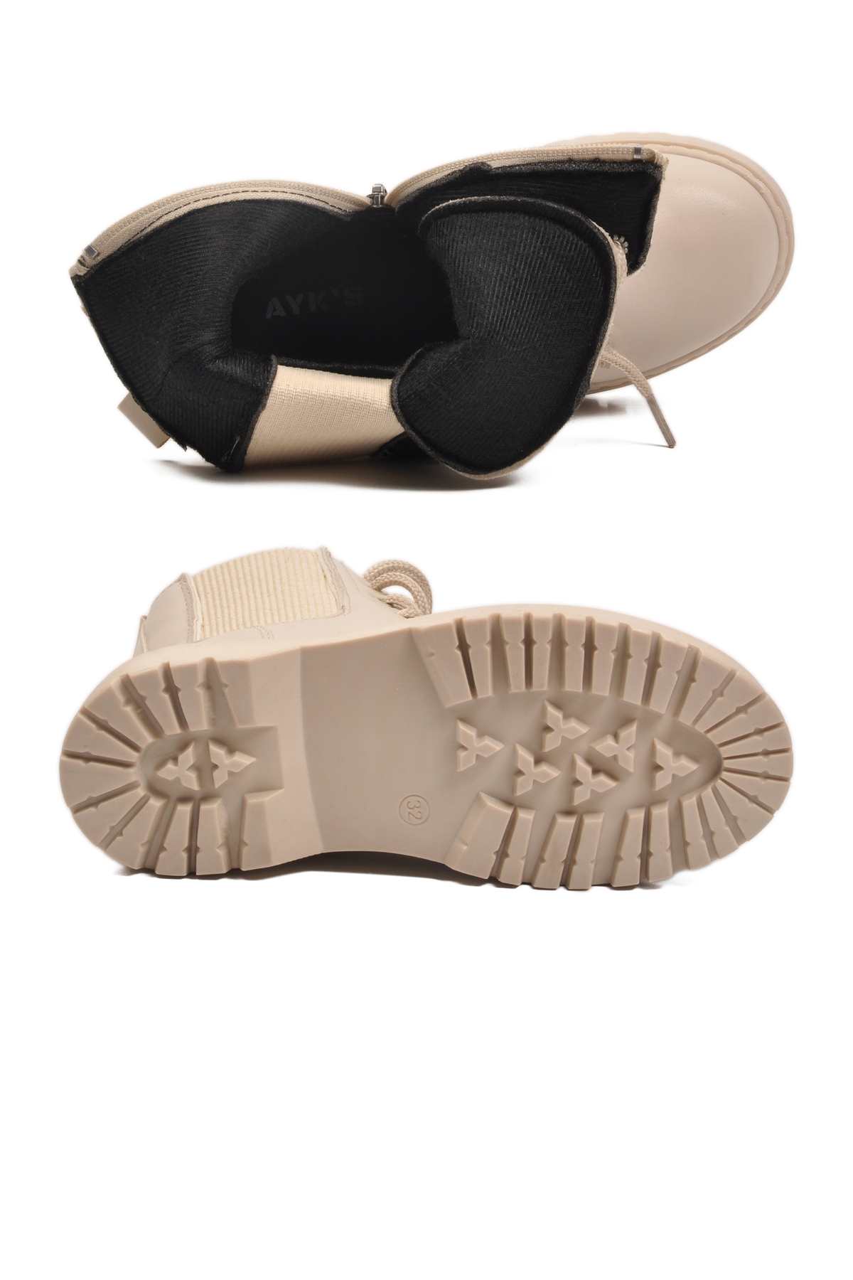 Bej Polarlı Kaymaz Soğuğa Dirençli Deri Çocuk Bot Tuno 07 F - Görsel 6