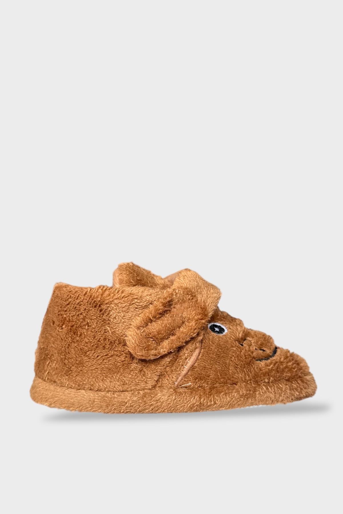 Çocuk Cırtlı Kaydırmaz Taban Anaokulu Kreş Ev Ayakkabısı Panduf VİZON - Görsel 3