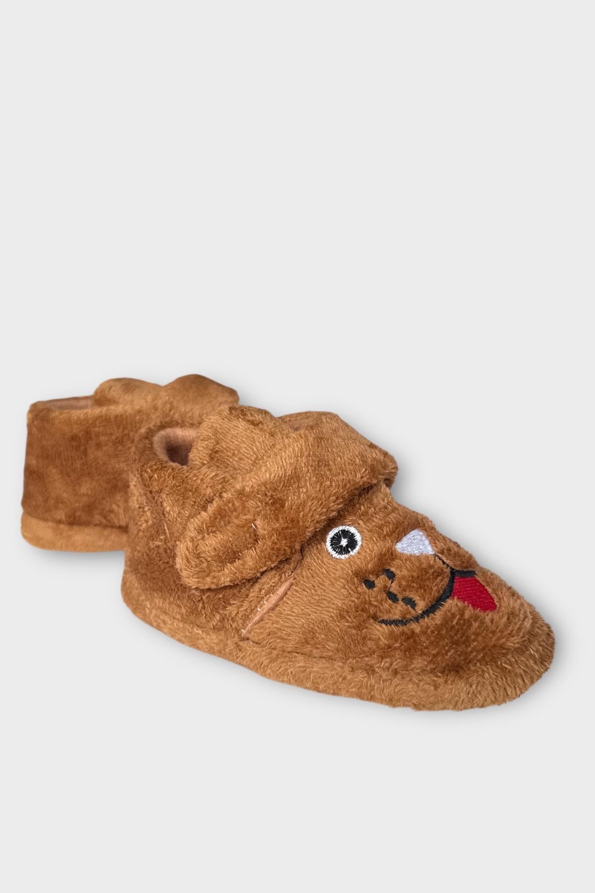 Çocuk Cırtlı Kaydırmaz Taban Anaokulu Kreş Ev Ayakkabısı Panduf VİZON - Görsel 4