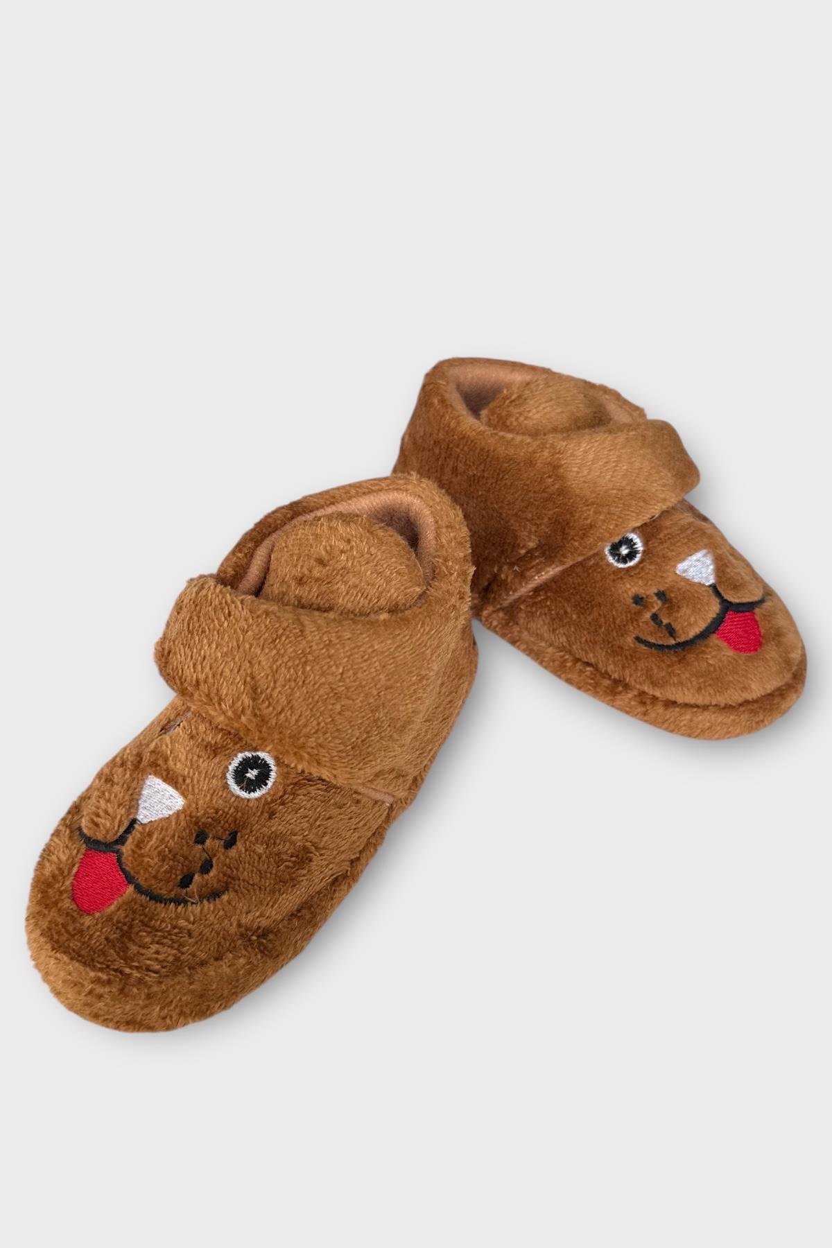 Çocuk Cırtlı Kaydırmaz Taban Anaokulu Kreş Ev Ayakkabısı Panduf VİZON - Görsel 5