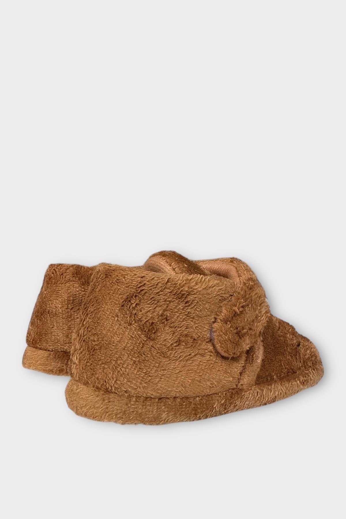 Çocuk Cırtlı Kaydırmaz Taban Anaokulu Kreş Ev Ayakkabısı Panduf VİZON - Görsel 6