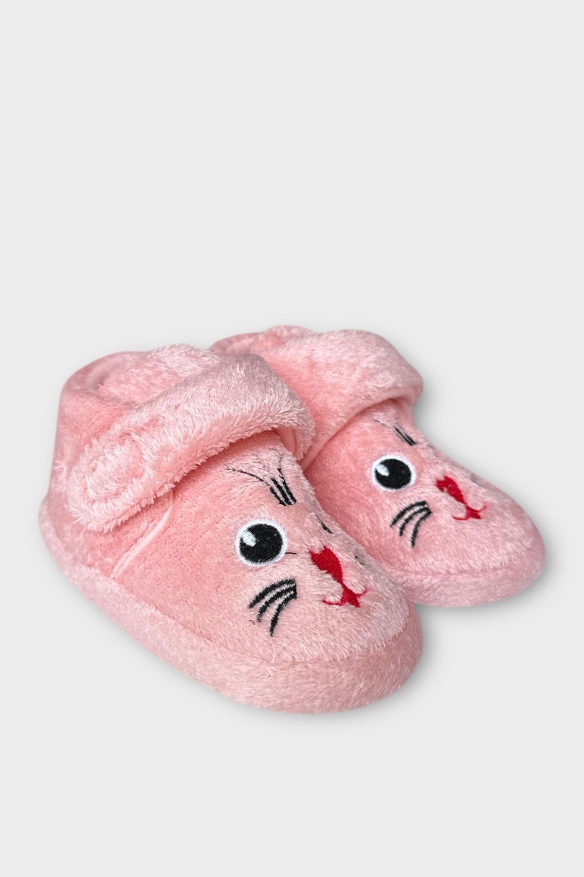 Kız Çocuk Cırtlı Kaydırmaz Taban Anaokulu Kreş Ev Ayakkabısı Panduf PUDRA - Görsel 2