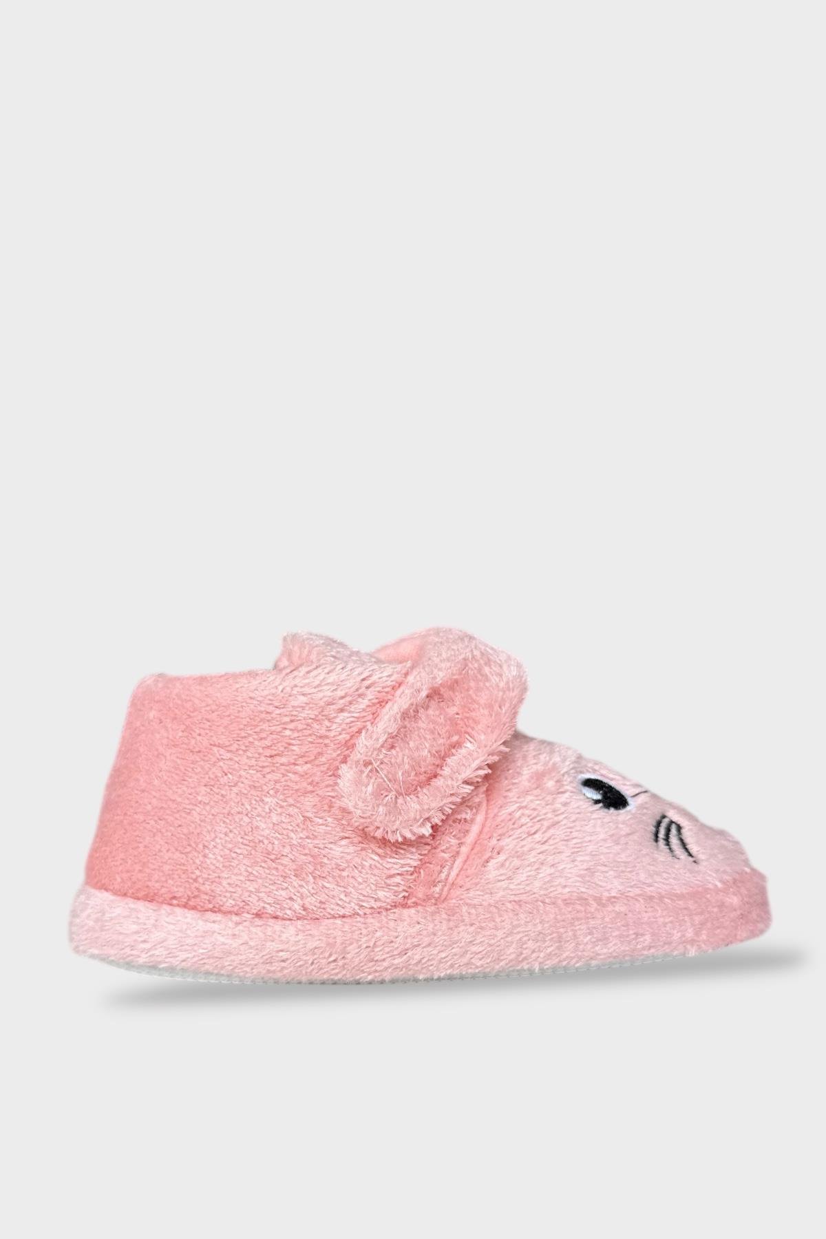 Kız Çocuk Cırtlı Kaydırmaz Taban Anaokulu Kreş Ev Ayakkabısı Panduf PUDRA - Görsel 3