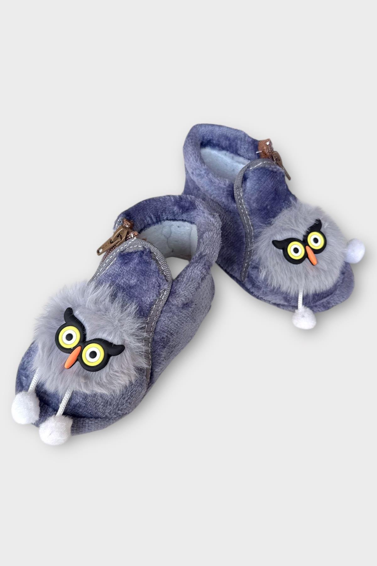 Çocuk Sevimli Baykuş Figürlü Panduf FÜME - Görsel 5