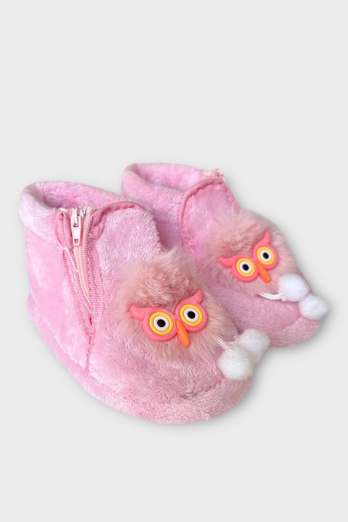 Çocuk Sevimli Baykuş Figürlü Panduf PEMBE - Görsel 2