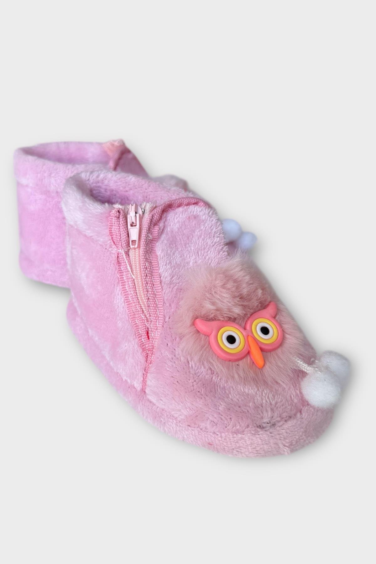 Çocuk Sevimli Baykuş Figürlü Panduf PEMBE - Görsel 4