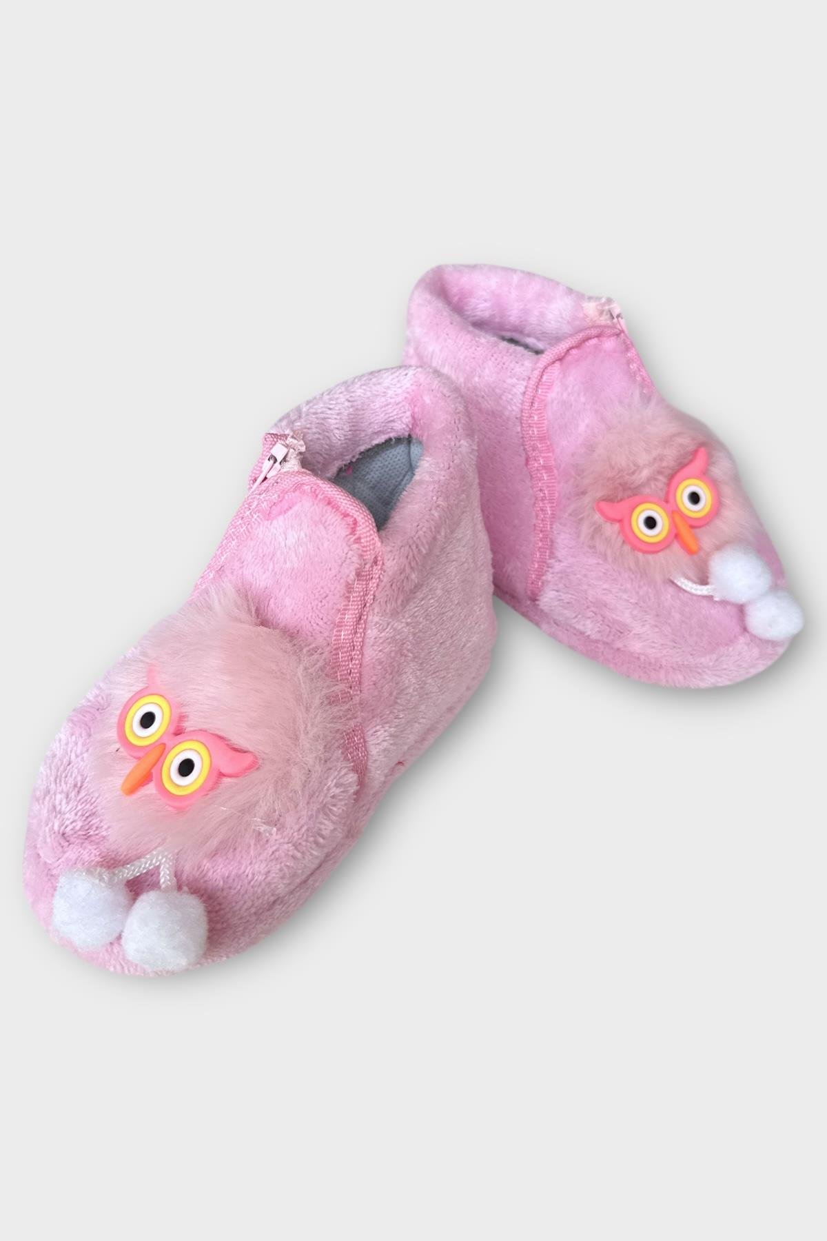 Çocuk Sevimli Baykuş Figürlü Panduf PEMBE - Görsel 5