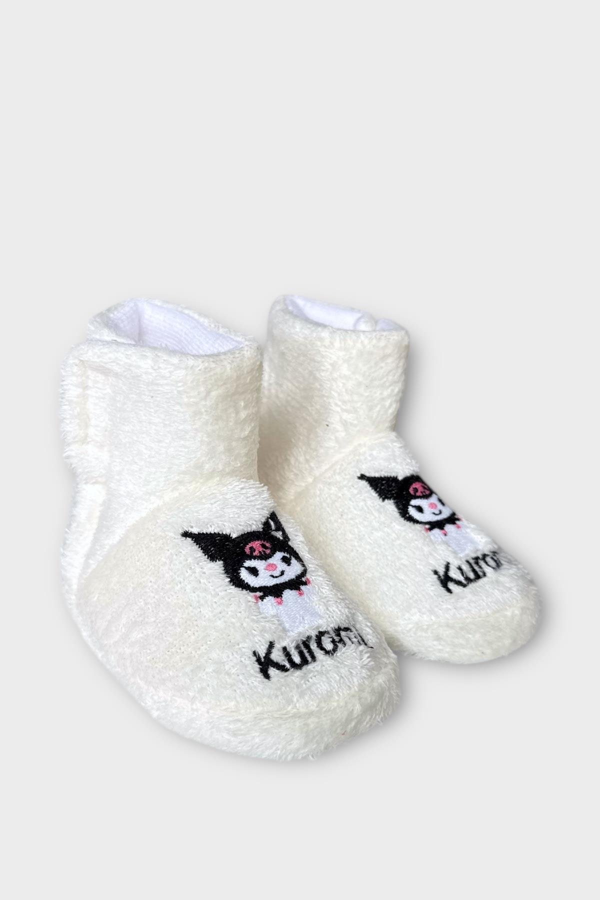 Çocuk Kuromi Nakış Detaylı Panduf BEYAZ - Görsel 2