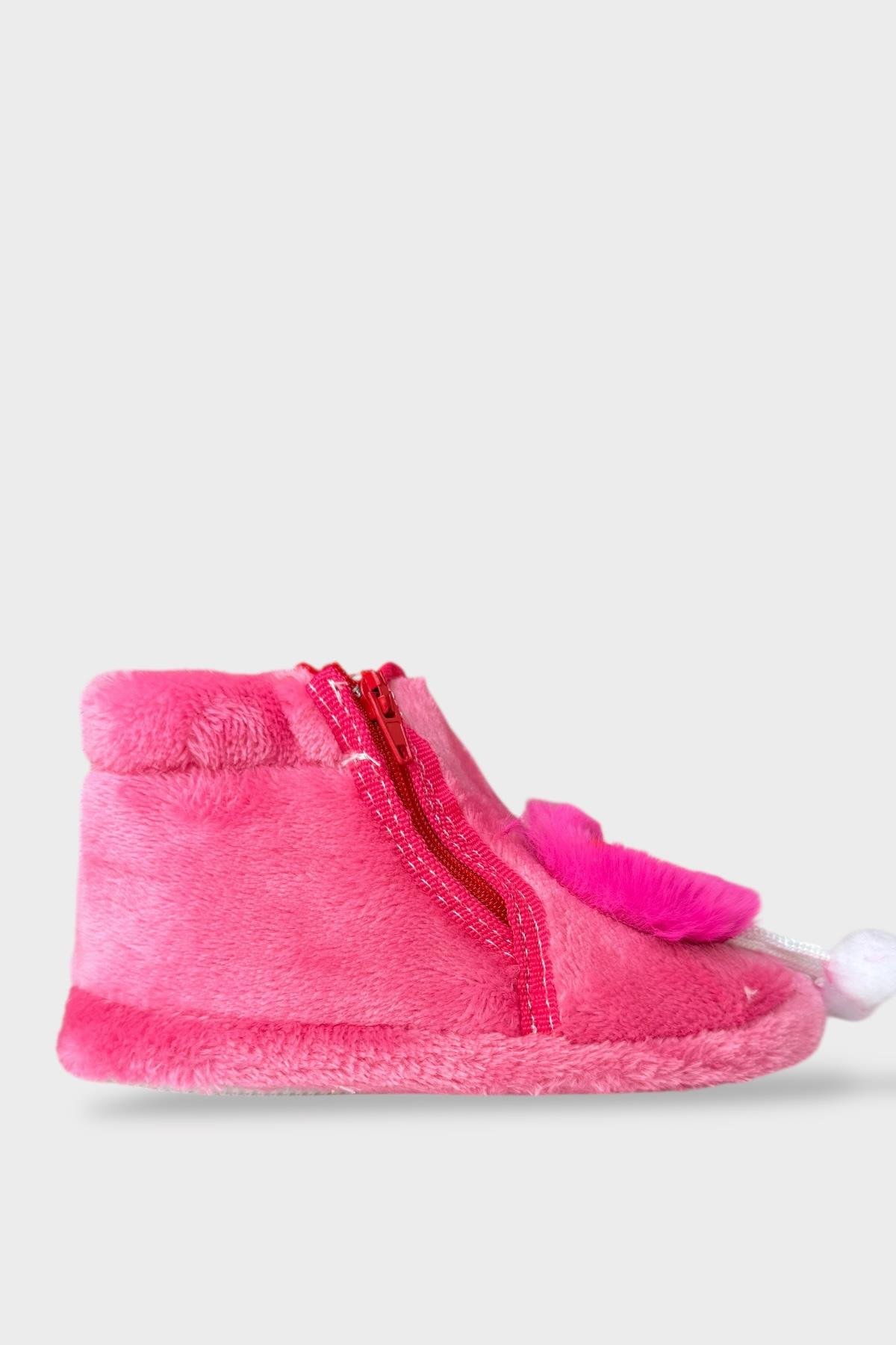 Çocuk Sevimli Baykuş Figürlü Panduf FUŞYA - Görsel 3