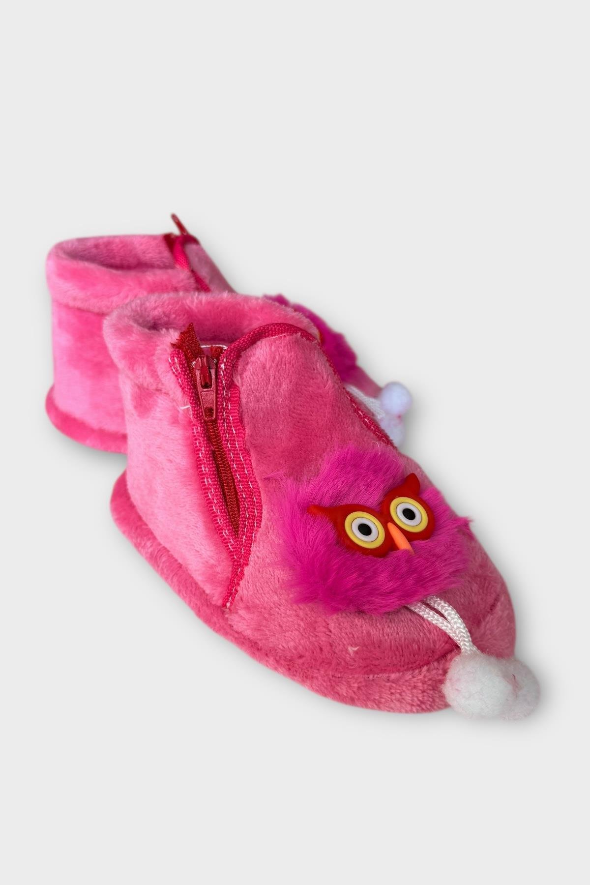 Çocuk Sevimli Baykuş Figürlü Panduf FUŞYA - Görsel 4