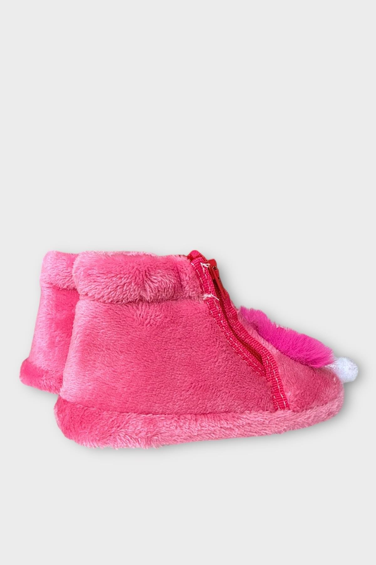 Çocuk Sevimli Baykuş Figürlü Panduf FUŞYA - Görsel 6