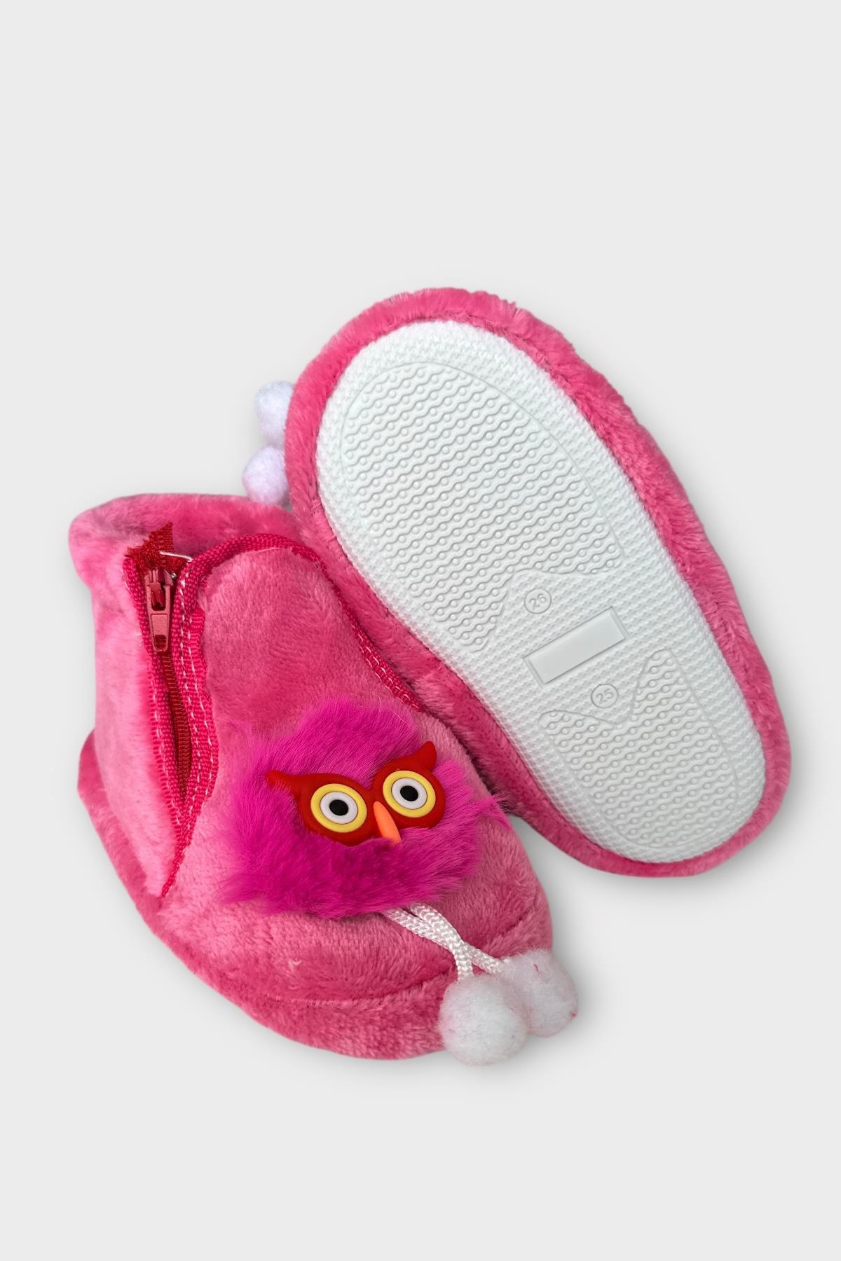 Çocuk Sevimli Baykuş Figürlü Panduf FUŞYA - Görsel 7