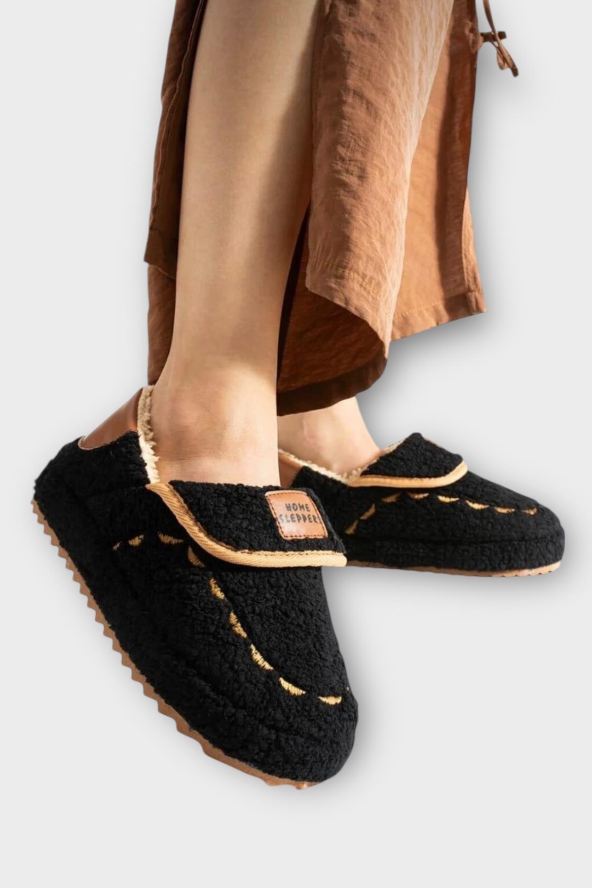 Pofuduk Ses Yapmaz Eva Taban Kadın Panduf SİYAH - Görsel 2